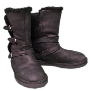UGG Boots Black Suede Leather 1005380  Women's US  Size 6 Preowned